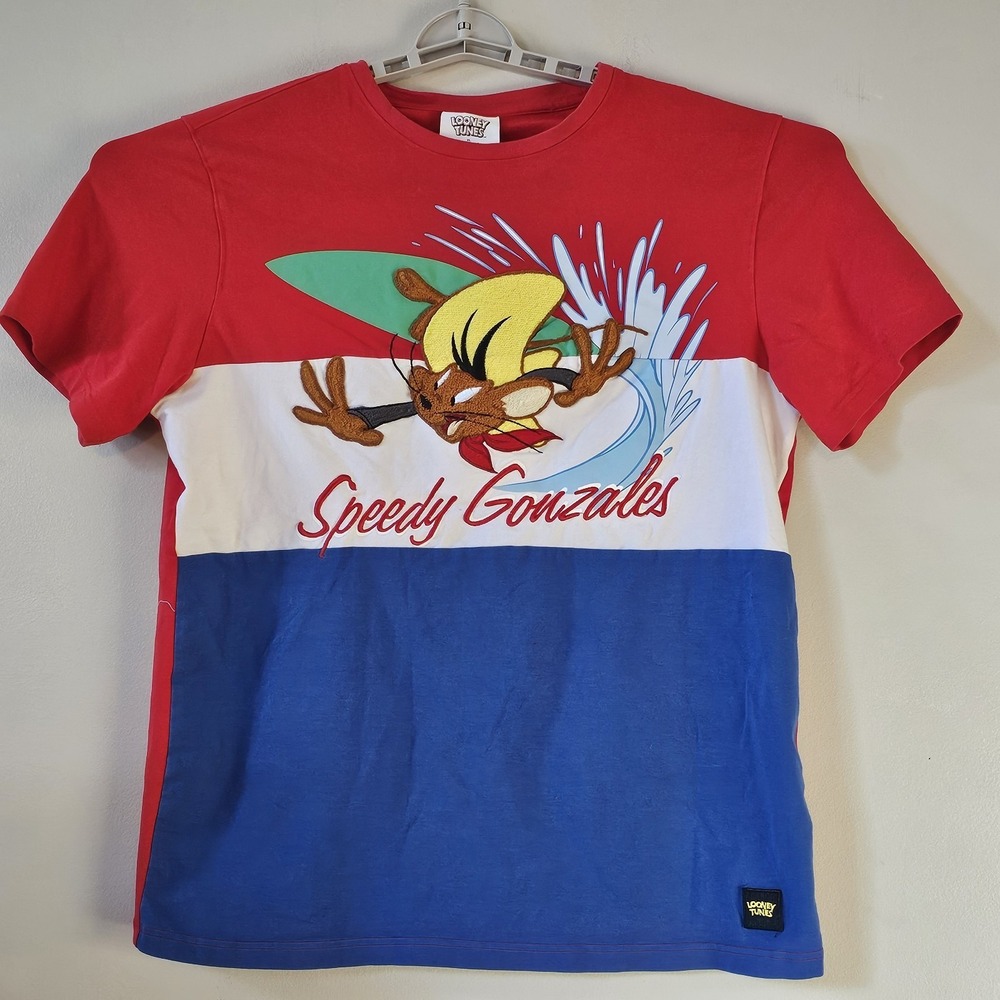 Looney Toons Speedy Gonzales T-Shirt Men's Size Large/XL Crochet Embroidered‎